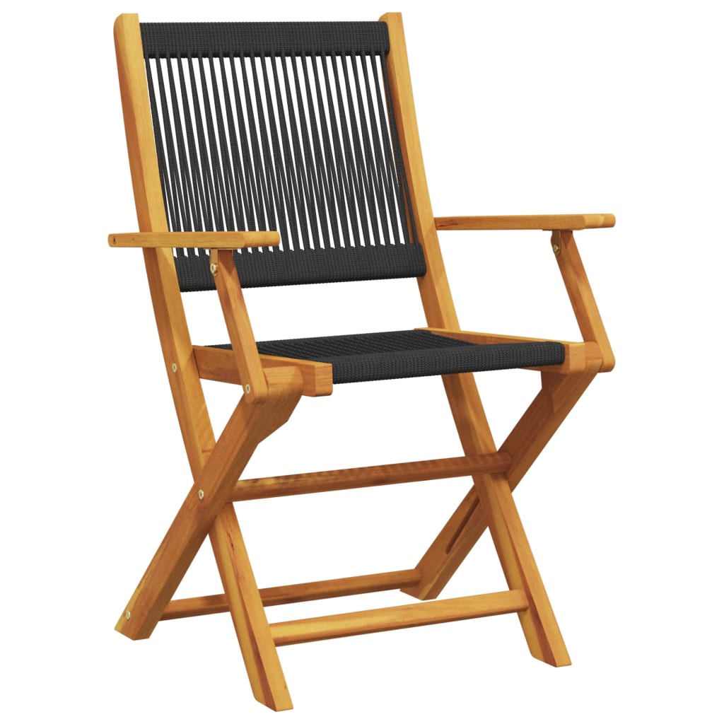 Bistro Set | Black | Solid Acacia wood, Polypropylene | Compact