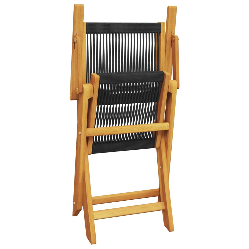 Bistro Set | Black | Solid Acacia wood, Polypropylene | Compact