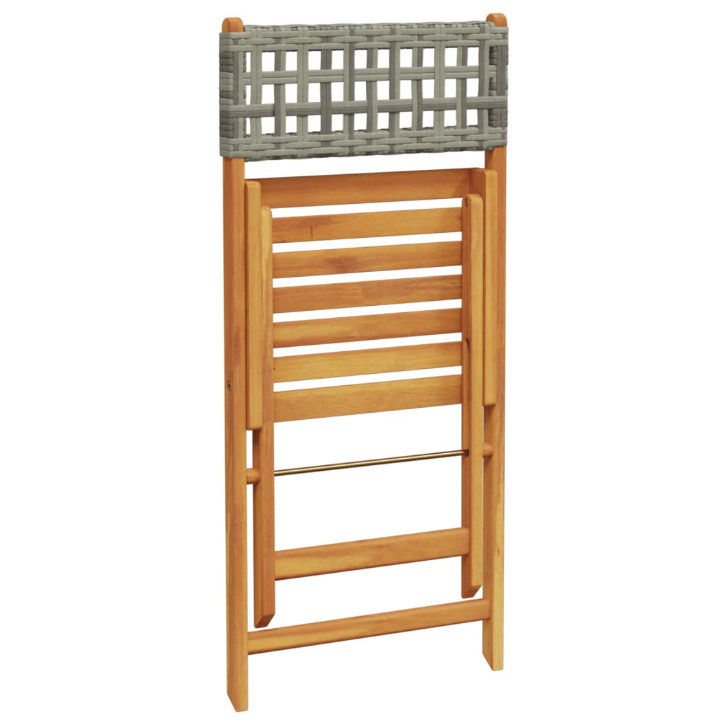 Bistro Set | Grey | Solid acacia wood | Compact | Collapsible