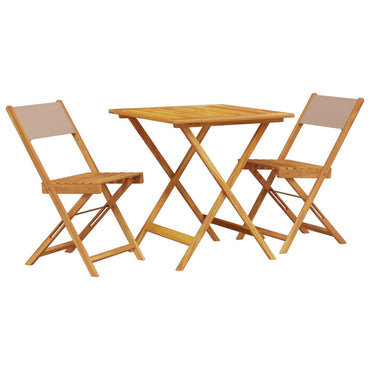 3 Piece Bistro Set Taupe Fabric and Solid Wood