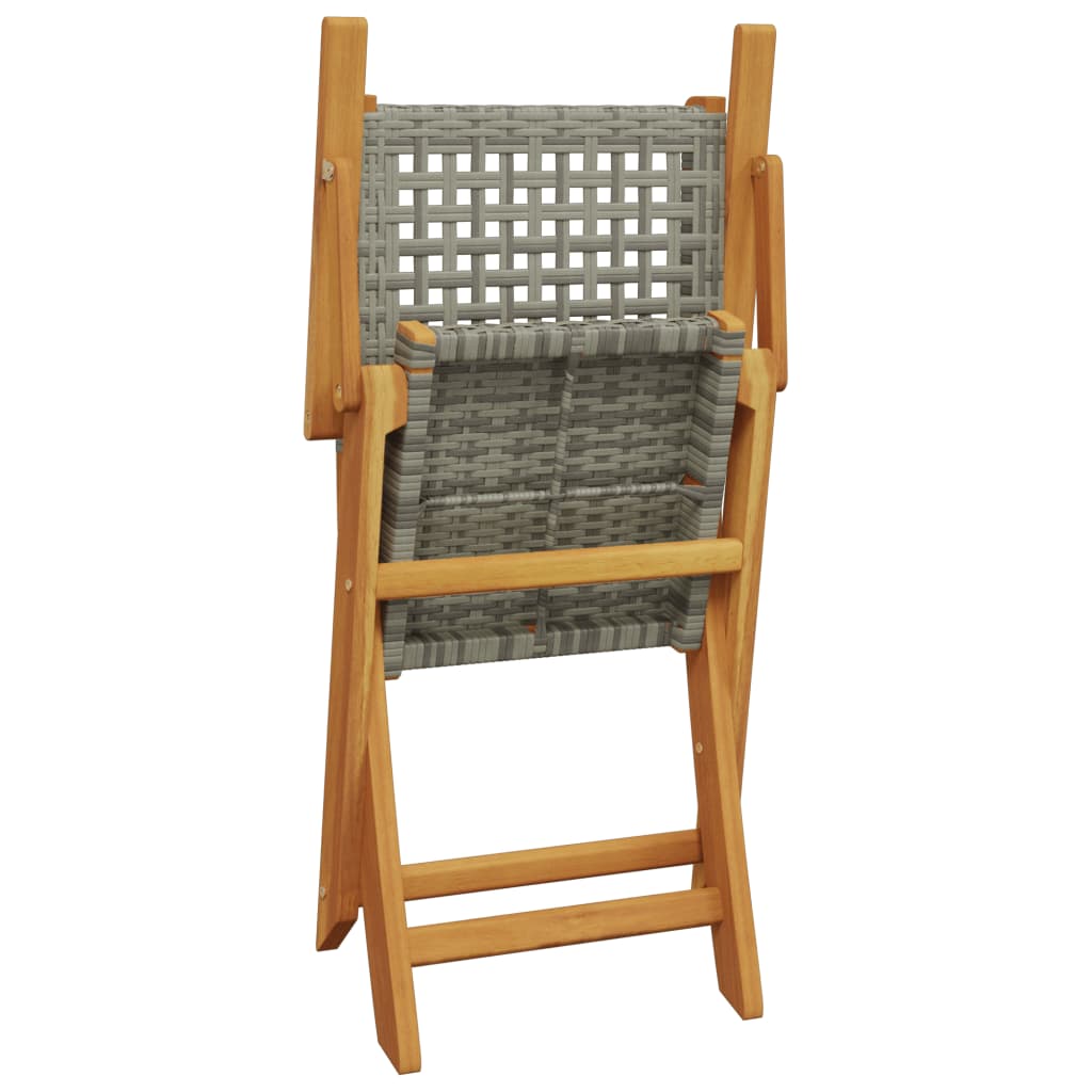 Bistro Set | Grey | Solid acacia wood, PE rattan | 3 Piece | Foldable