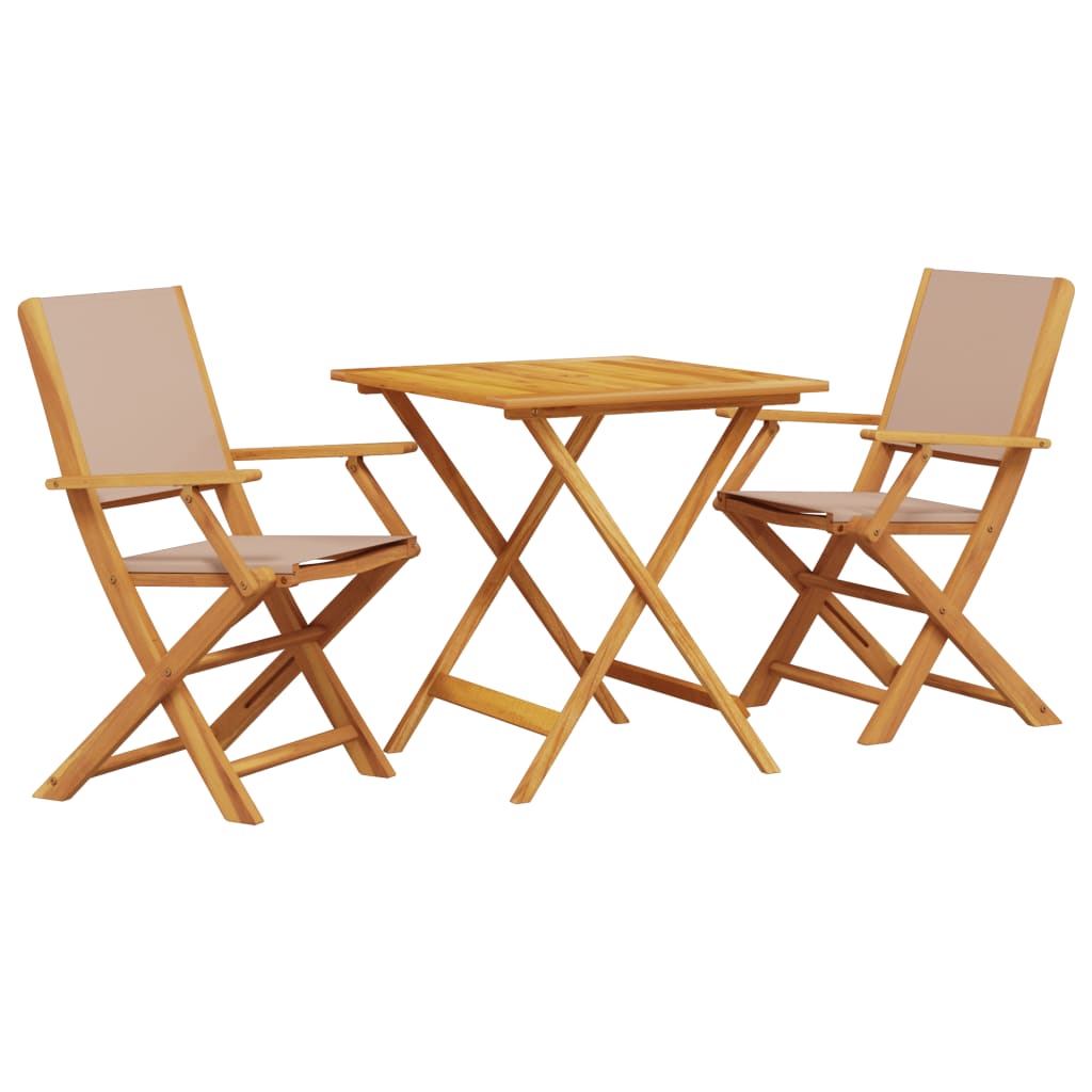 Bistro Set | Taupe | Solid acacia wood | Medium | Foldable | Bistro Set