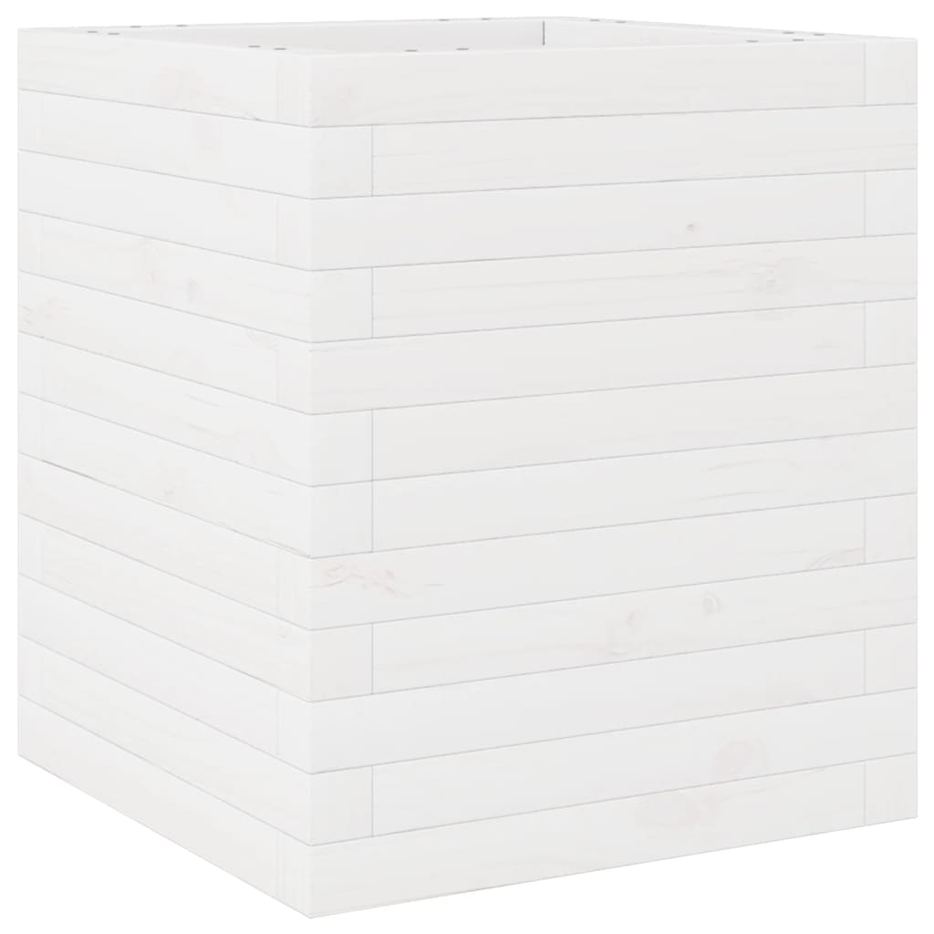 Garden Planter White 40x40x46 cm Solid Wood Pine