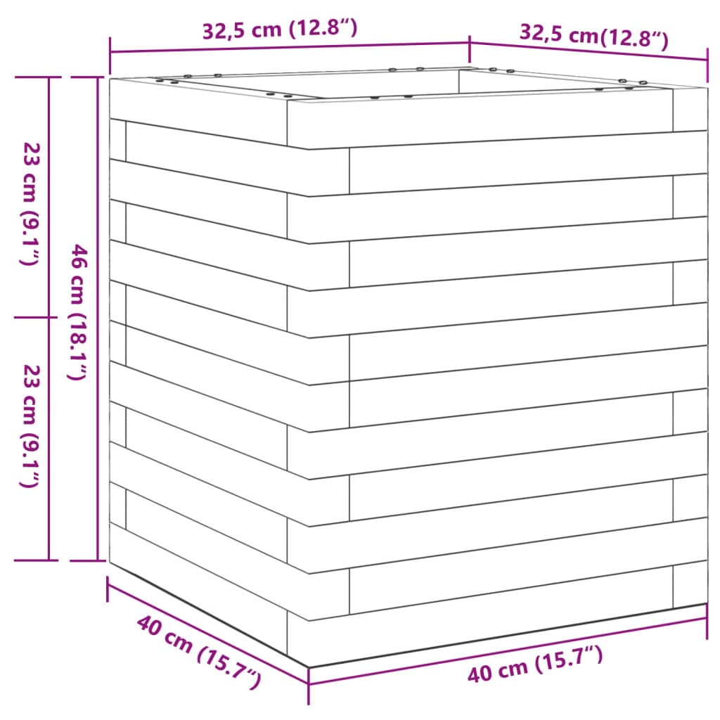 Garden Planter White 40x40x46 cm Solid Wood Pine