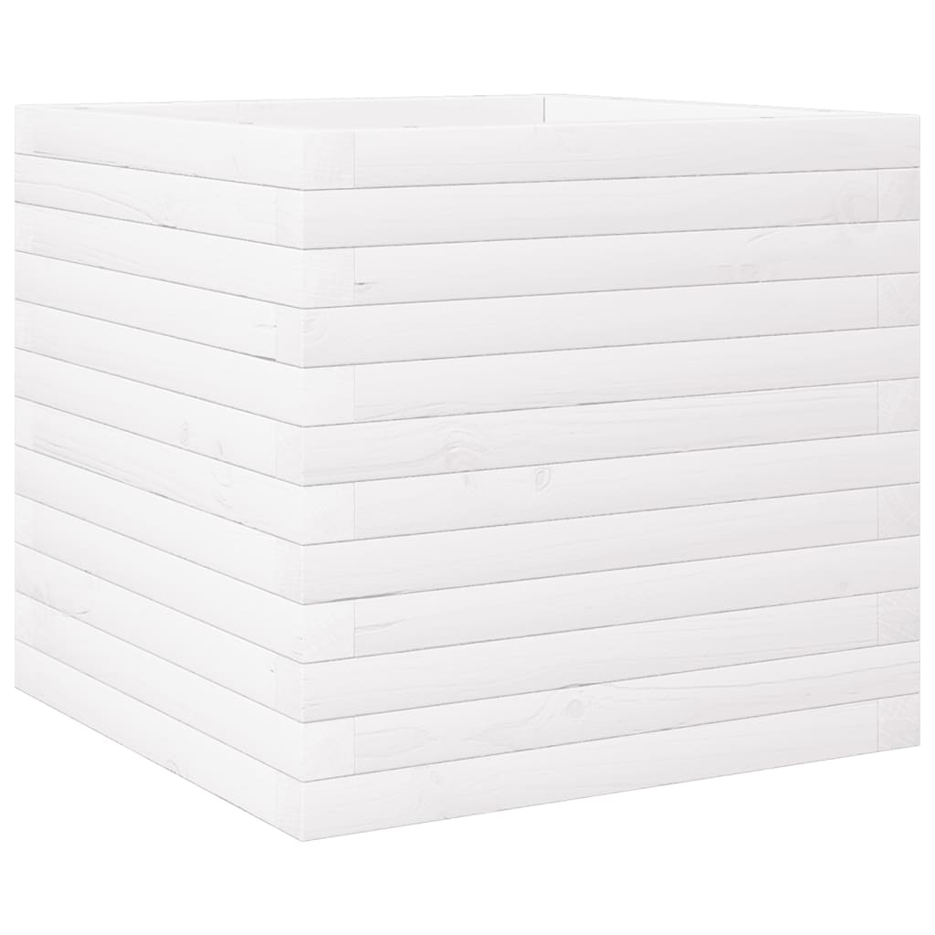 Garden Planter White 50x50x46 cm Solid Wood Pine