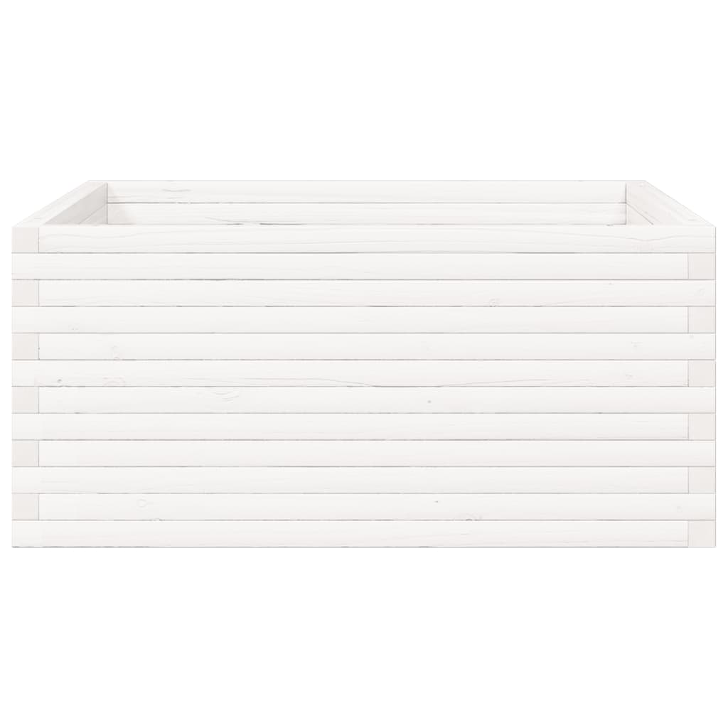 Garden Planter White 100x100x46 cm Solid Wood Pine