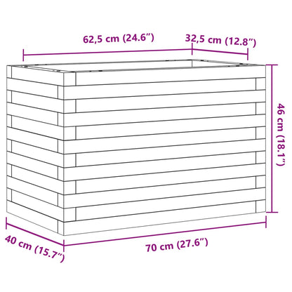 Garden Planter White 70x40x46 cm Solid Wood Pine