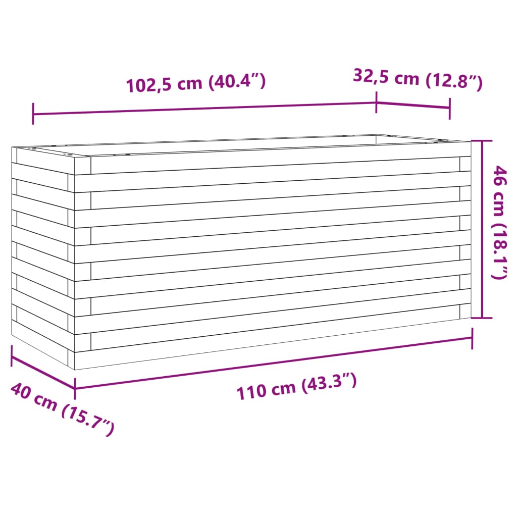 Garden Planter Wax Brown 110x40x46 cm Solid Wood Pine