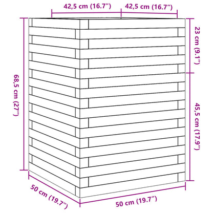 Garden Planter White 50x50x68.5 cm Solid Wood Pine