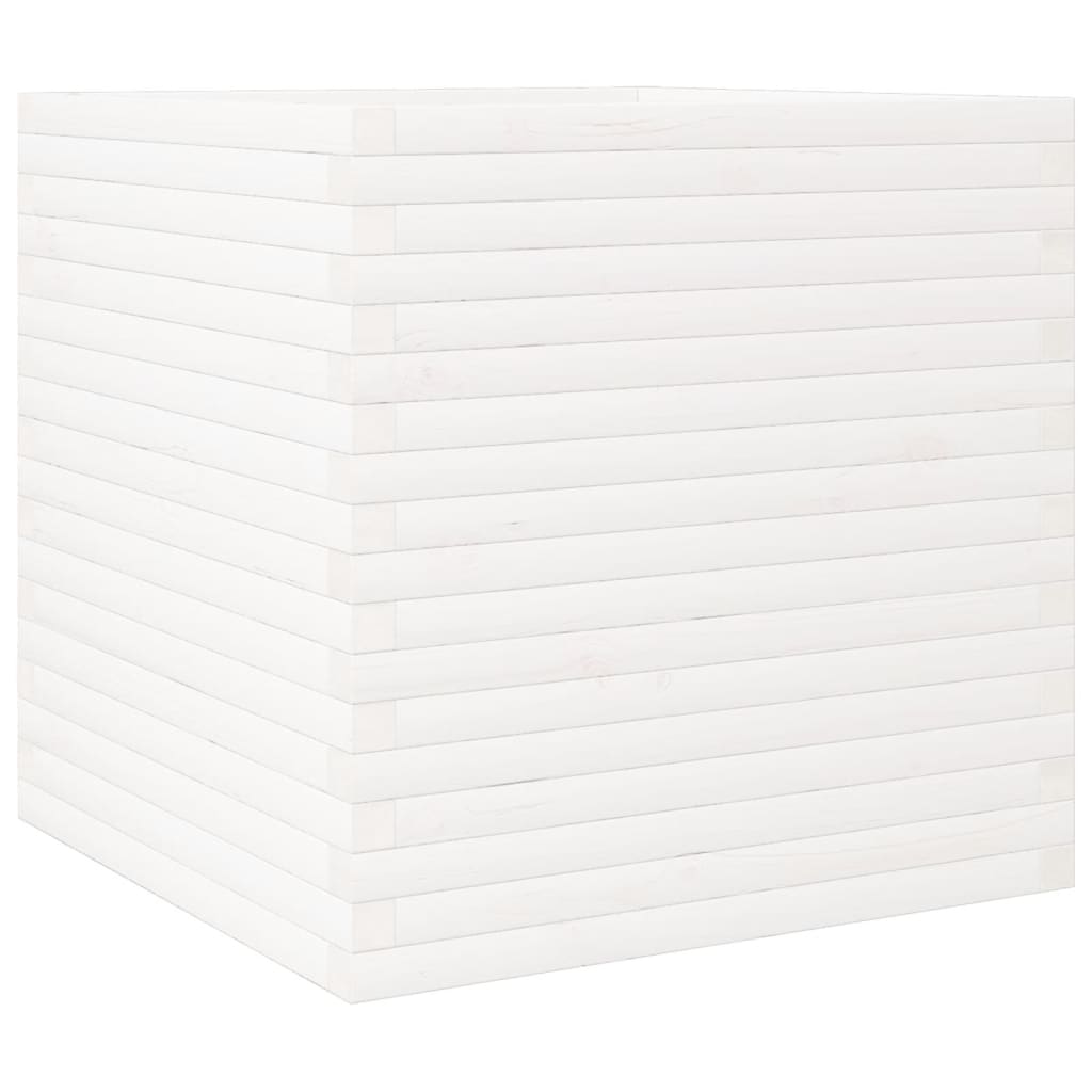 Garden Planter White 70x70x68.5 cm Solid Wood Pine