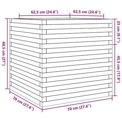 Garden Planter Wax Brown 70x70x68.5 cm Solid Wood Pine
