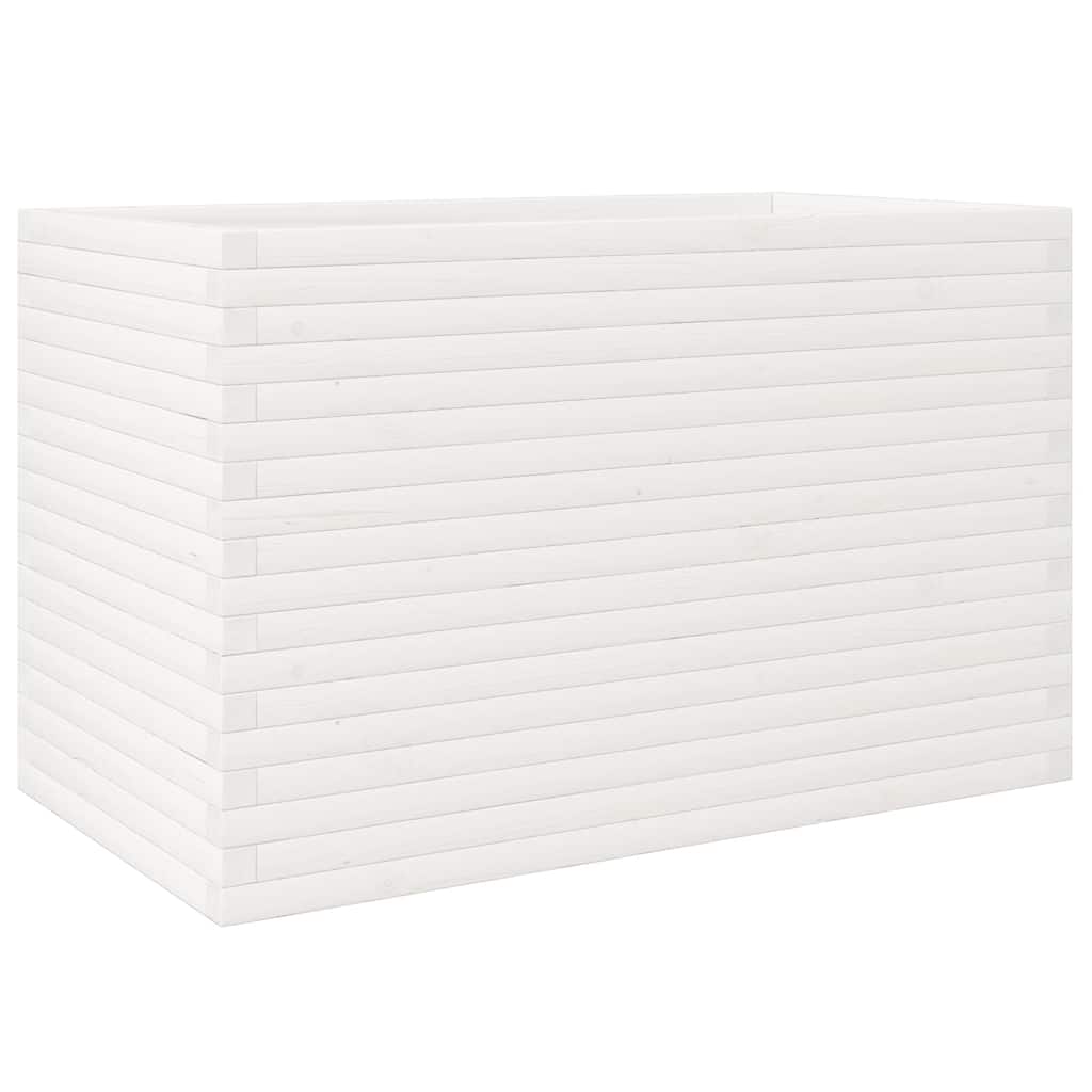 Garden Planter White 110x60x68.5 cm Solid Wood Pine