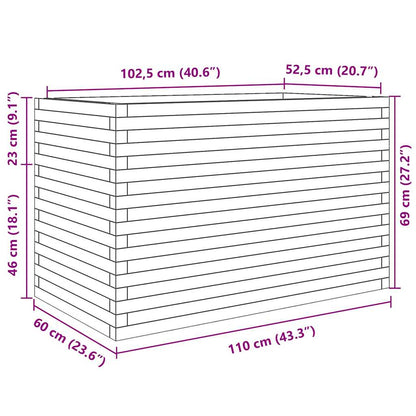 Garden Planter White 110x60x68.5 cm Solid Wood Pine