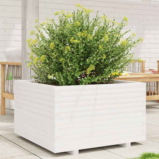 Garden Planter White 80x80x49.5 cm Solid Wood Pine