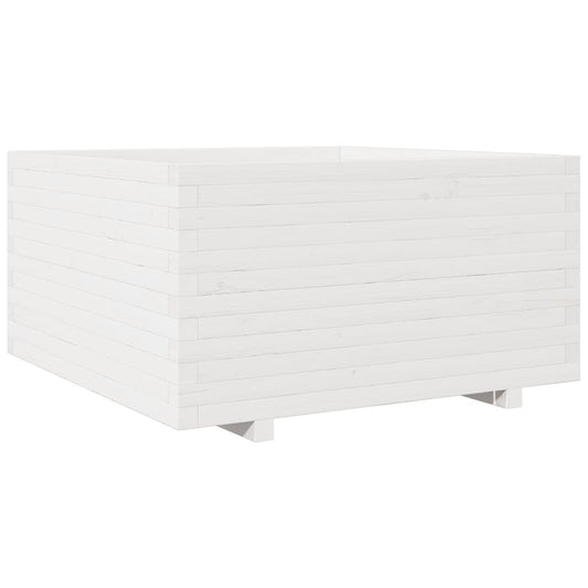 Garden Planter White 90x90x49.5 cm Solid Wood Pine