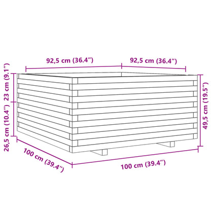 Garden Planter Wax Brown 100x100x49.5 cm Solid Wood Pine