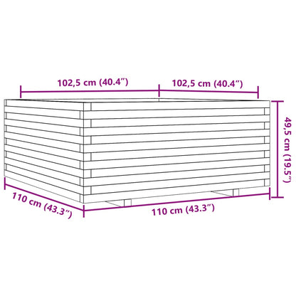 Garden Planter White 110x110x49.5 cm Solid Wood Pine