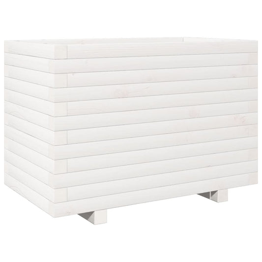 Garden Planter White 70x40x49.5 cm Solid Wood Pine