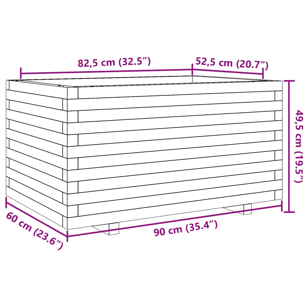 Garden Planter Wax Brown 90x60x49.5 cm Solid Wood Pine