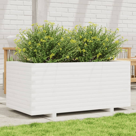 Garden Planter White 110x60x49,5 cm Solid Wood Pine