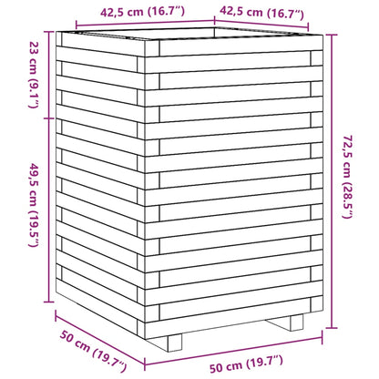 Garden Planter Wax Brown 50x50x72.5 cm Solid Wood Pine