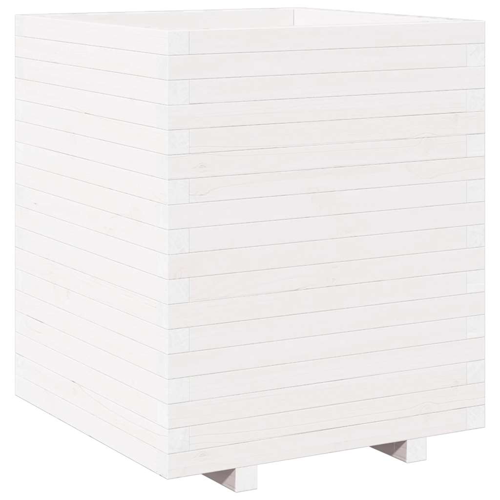 Garden Planter White 60x60x72.5 cm Solid Wood Pine