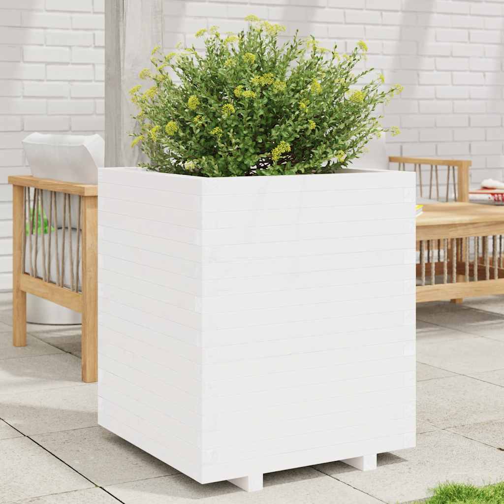 Garden Planter White 60x60x72.5 cm Solid Wood Pine