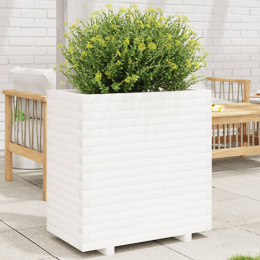 Garden Planter White 70x40x72.5 cm Solid Wood Pine