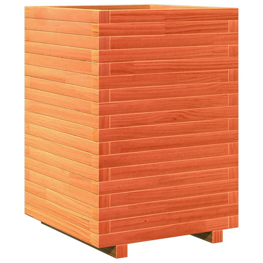 Garden Planter Wax Brown 50x50x72 cm Solid Wood Pine