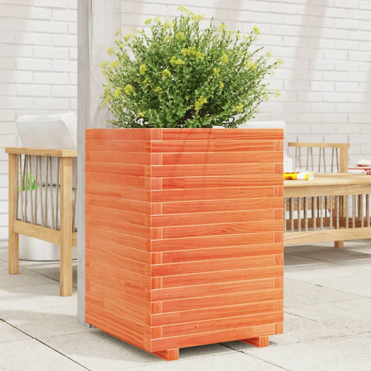 Garden Planter Wax Brown 50x50x72 cm Solid Wood Pine