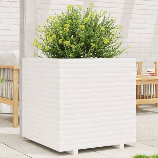 Garden Planter White 70x70x72 cm Solid Wood Pine