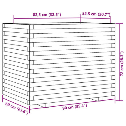 Garden Planter White 90x60x72 cm Solid Wood Pine