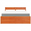 Bed with Drawers and Mattress Wax Brown 140x200 cm Solid Wood Pine