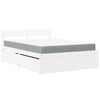 Bed with Drawers and Mattress White 140x190 cm Solid Wood Pine