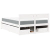 Bed with Drawers and Mattress White 140x190 cm Solid Wood Pine