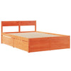 Bed with Drawers and Mattress Wax Brown 140x190 cm Solid Wood Pine