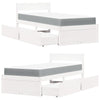 Bed with Drawers and Mattress White 90x190 cm Single Solid Wood Pine