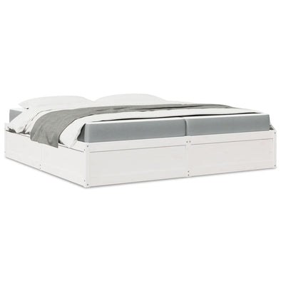 Bed with Mattress White 200x200 cm Solid Wood Pine