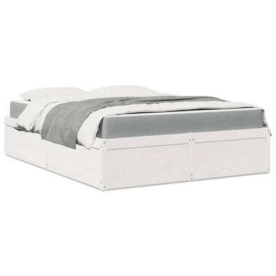Bed with Mattress White 160x200 cm Solid Wood Pine
