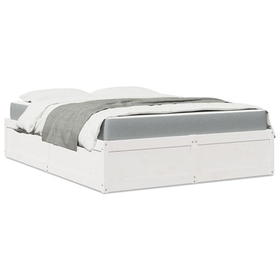 Bed with Mattress White 140x200 cm Solid Wood Pine