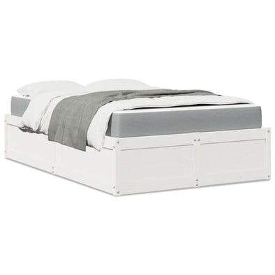 Bed with Mattress White 120x200 cm Solid Wood Pine