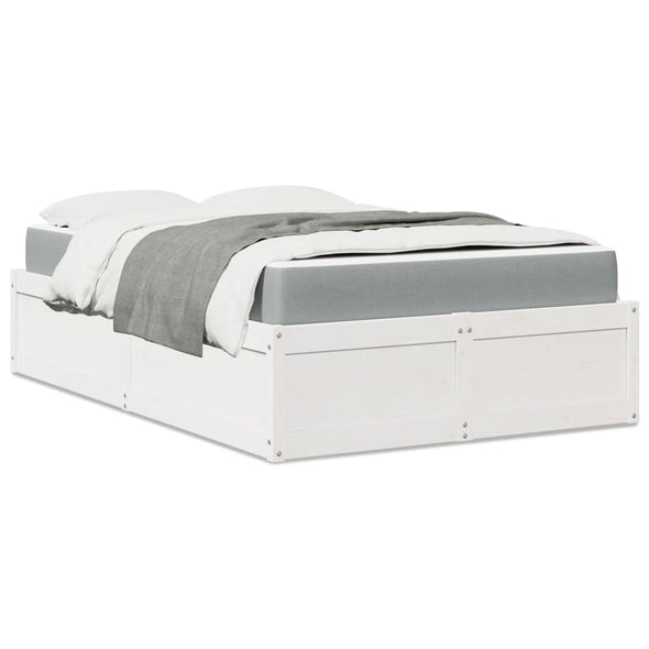 Bed with Mattress White 120x200 cm Solid Wood Pine