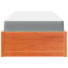 Bed with Mattress Wax Brown 100x200 cm Solid Wood Pine