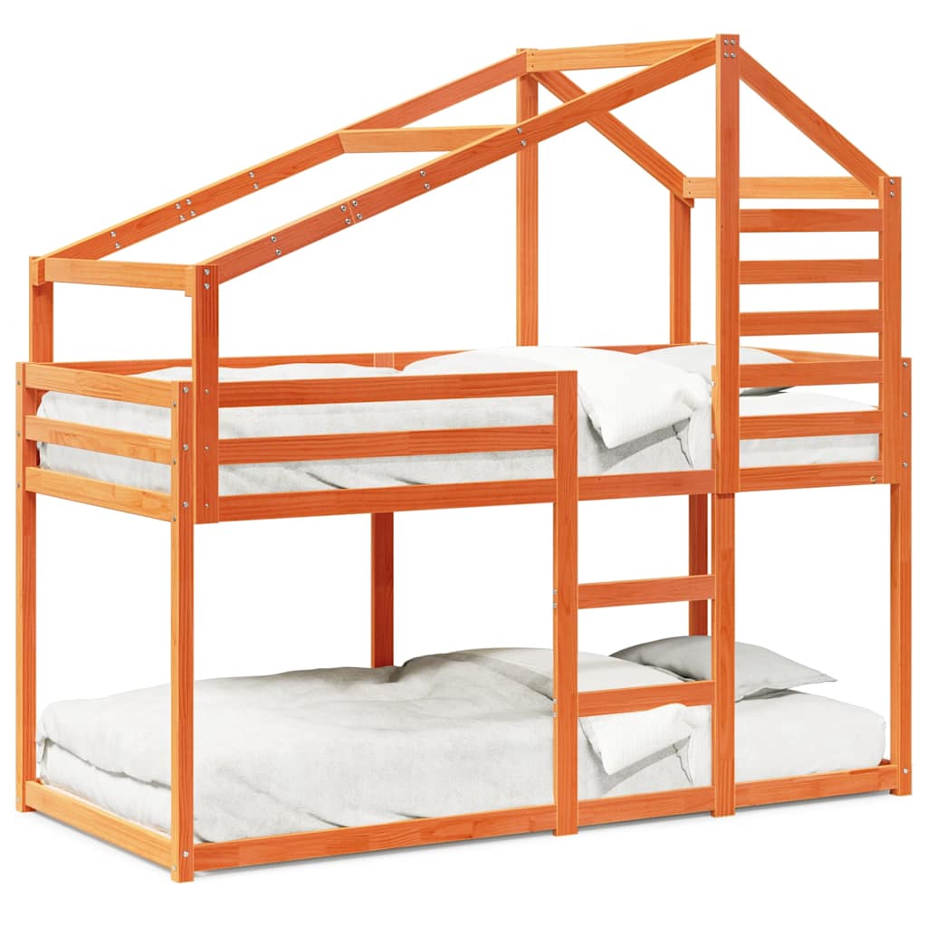 Bunk Bed without Mattress Wax Brown 80x200 cm Solid Wood Pine