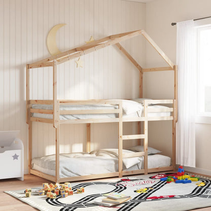 Bunk Bed | Natural wood colour | Solid pine wood (untreated) | 90x200 cm