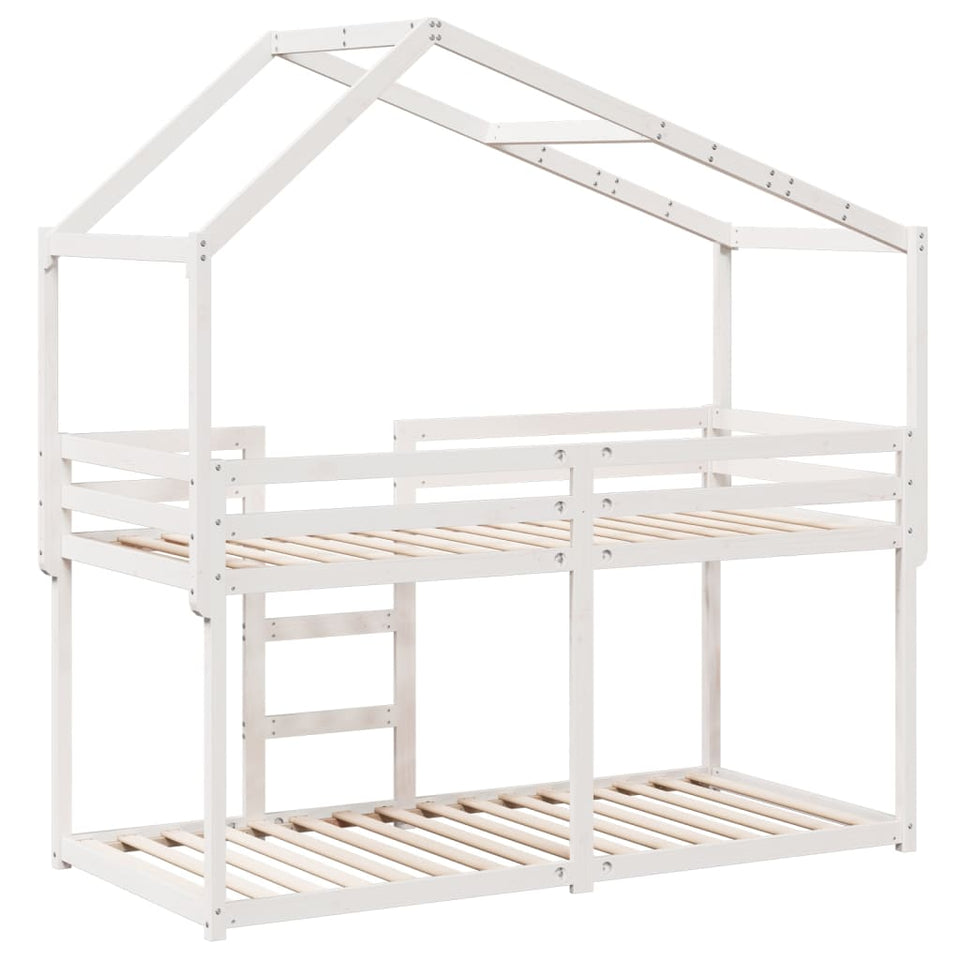 Bunk Bed with Roof White 80x200 cm Solid Wood Pine