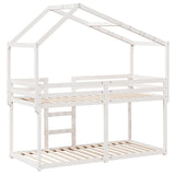 Bunk Bed with Roof White 80x200 cm Solid Wood Pine