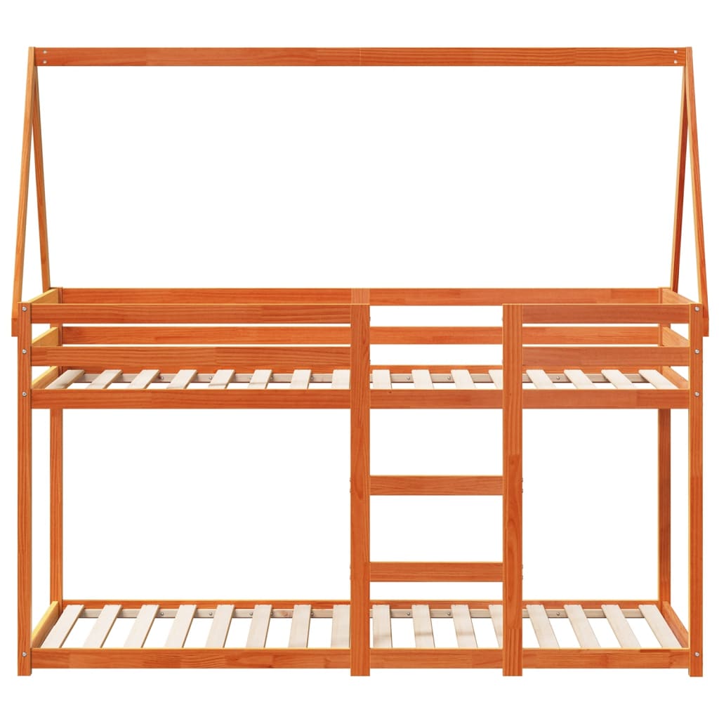 Bunk Bed without Mattress Wax Brown 90x200 cm Solid Wood Pine