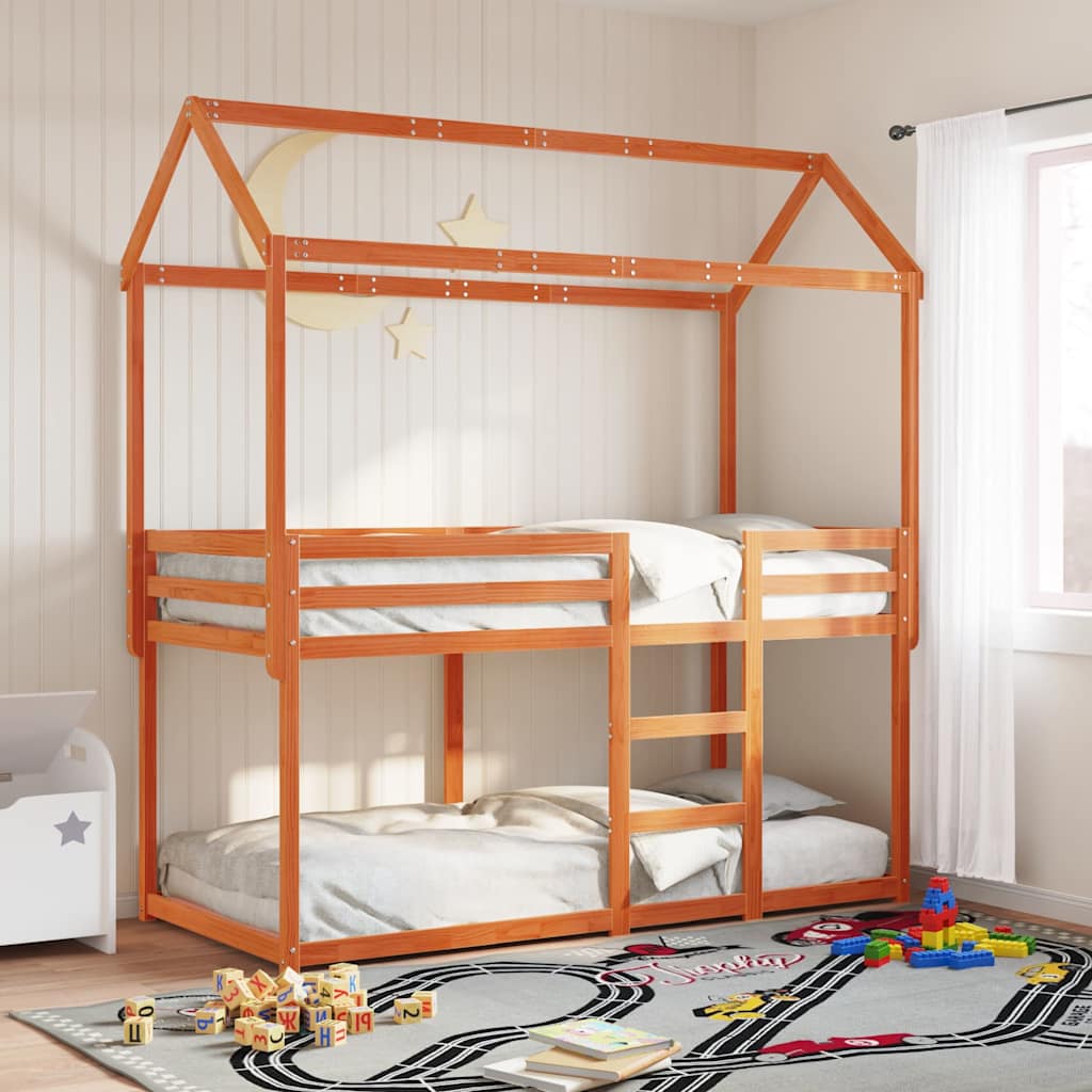 Bunk Bed without Mattress Wax Brown 80x200 cm Solid Wood Pine