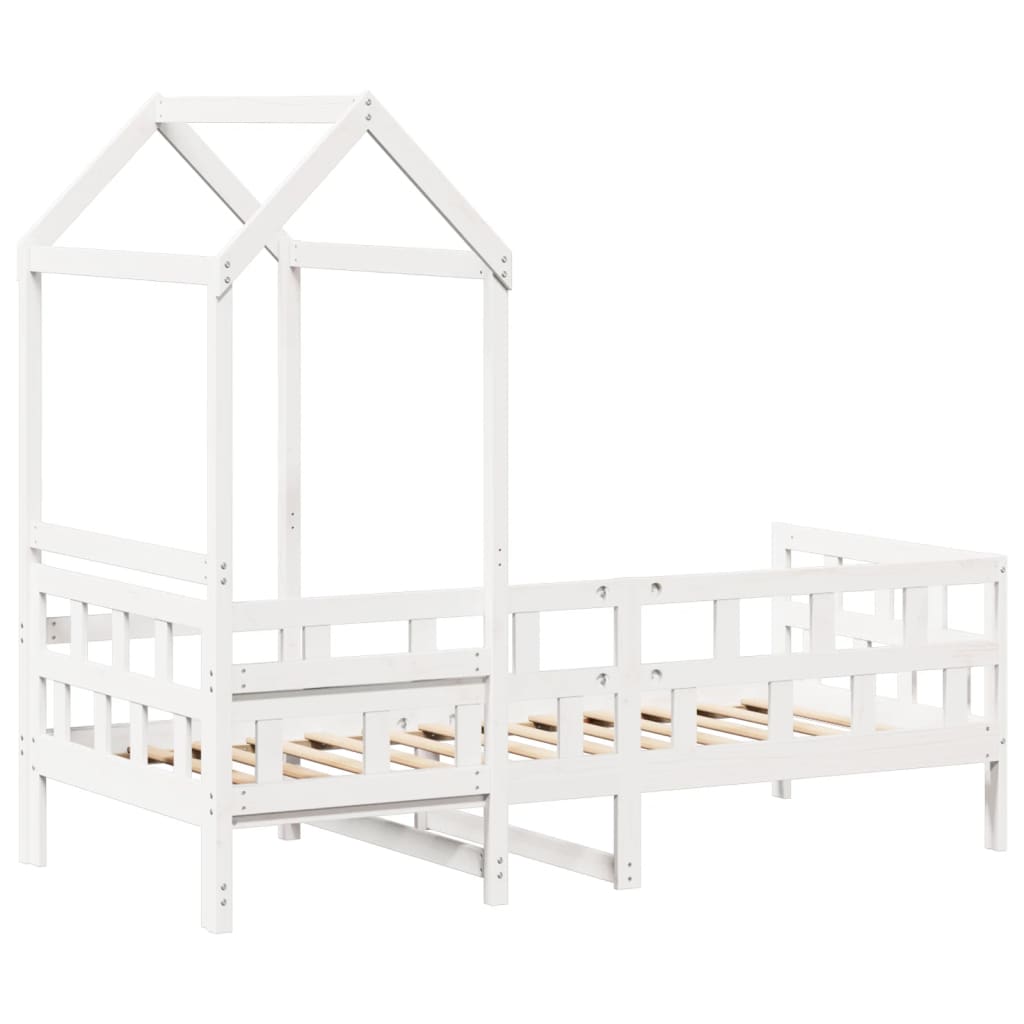 Day Bed with Roof without Mattress White 80x200 cm Solid Wood